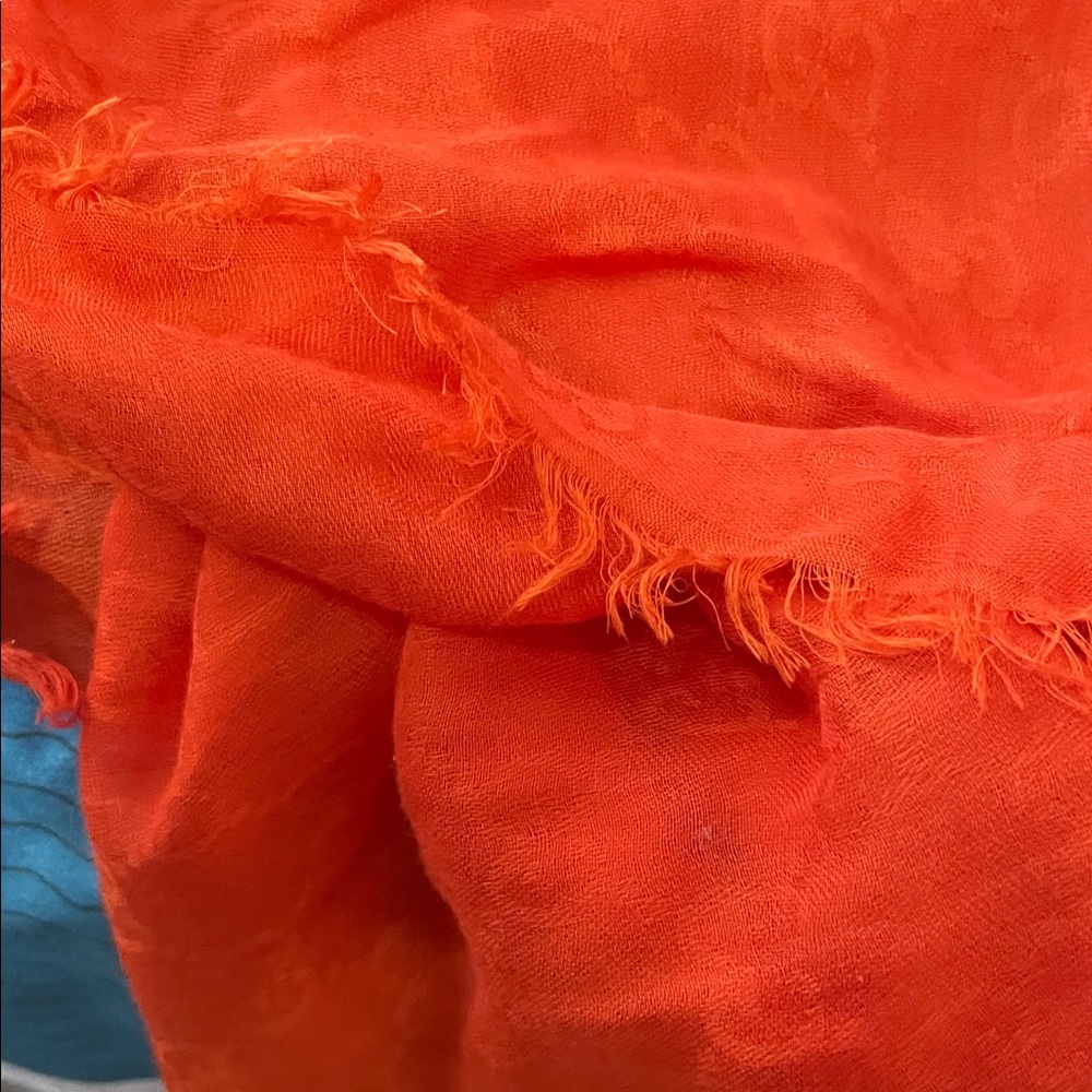 Gucci Bold Orange Scarf with Fringe - Picture 5 of 7